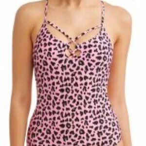 No Boundaries Pink Leopard One Piece Swimsuit - Size Medium (7-9), Excellent Con